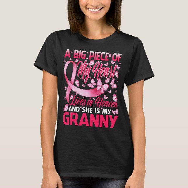 T-shirt Granny In Heaven Papillon Awesome Cancer Du Sein (Devant)