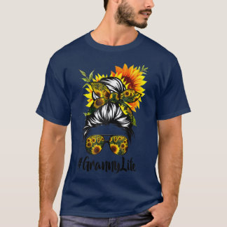 T-shirt Granny Life Messy Cheveux Bun Sunflower Femmes Mèr