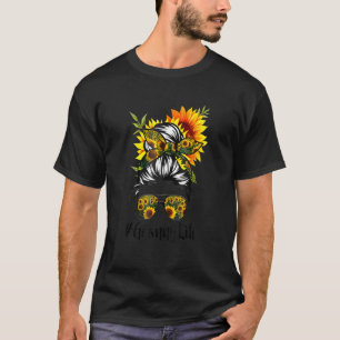 T-shirt Granny Life Messy Cheveux Bun Sunflower Femmes Mèr