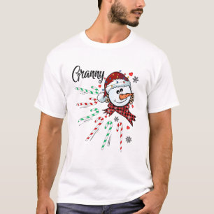 T-shirt Granny Snowman Sucre de canne Noël Noël Noël No