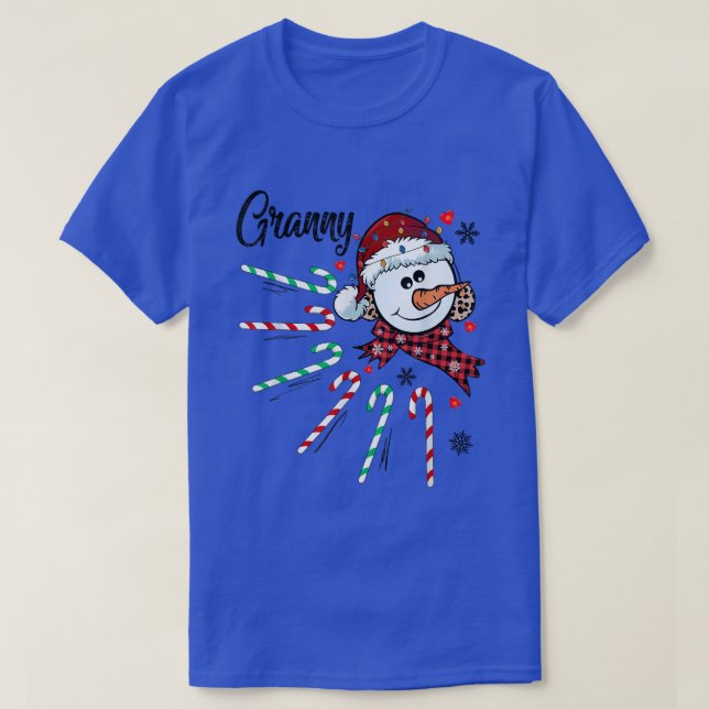 T-shirt Granny Snowman Sucre de canne Noël Noël Noël Noël  (Design devant)