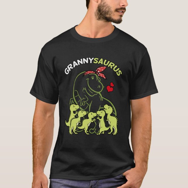 T-shirt Grannysaurus Granny 5 Enfants Dinosaur Fête des Mè (Devant)