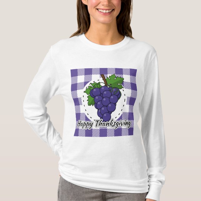 T-shirt Grape on Violet Plaid (Devant)