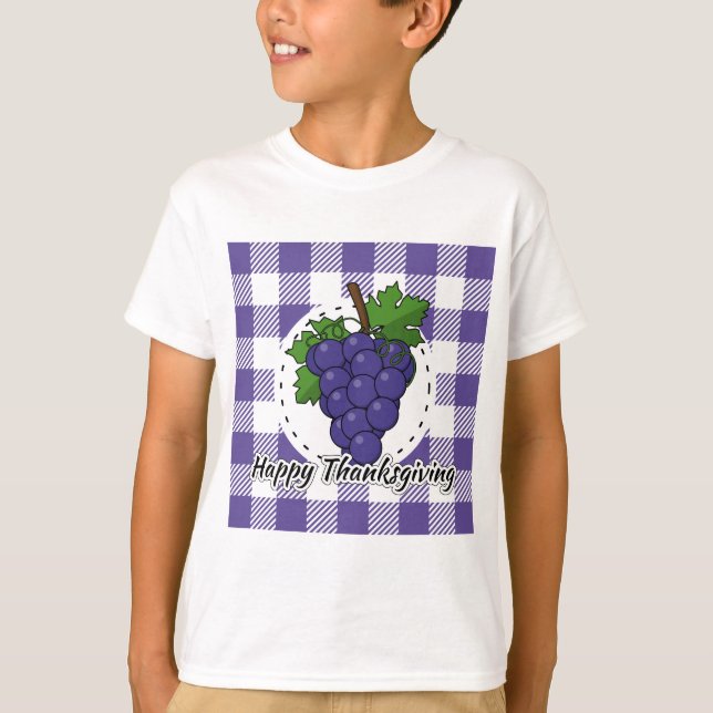 T-shirt Grape on Violet Plaid - Happy Thanksgiving (Devant)