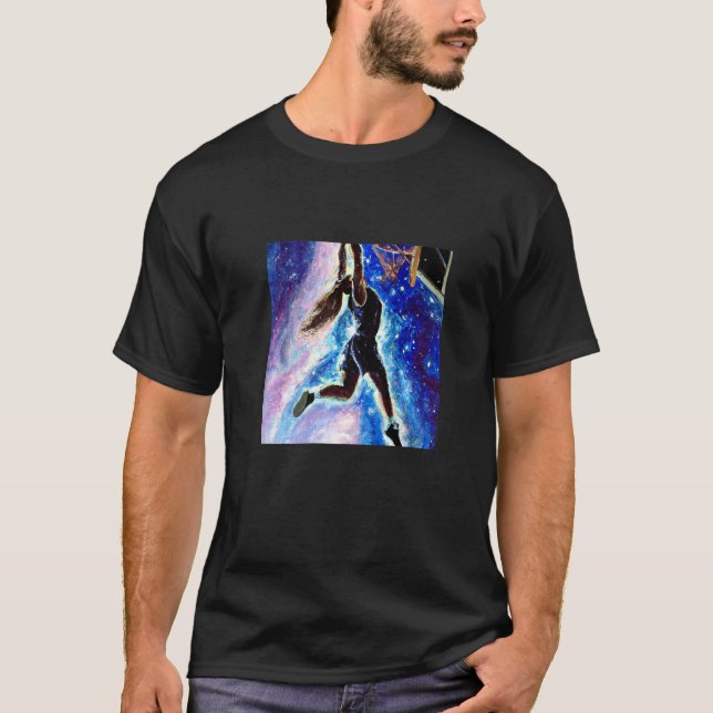 T-shirt Graphic Basketball Space Basketball Vintage Retro (Devant)