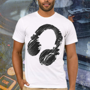 T-shirt Graphic d.j. DJ casque noir