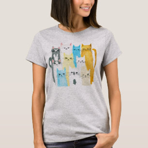 T-shirt Graphic féminin à la fête des chats coloré