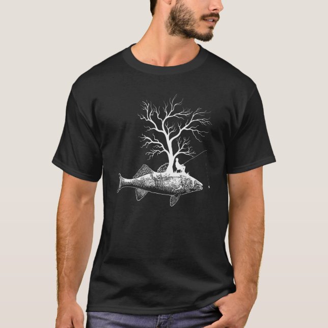 T-shirt Graphic Tree Fishing Rod  Fish Sauger 1 (Devant)
