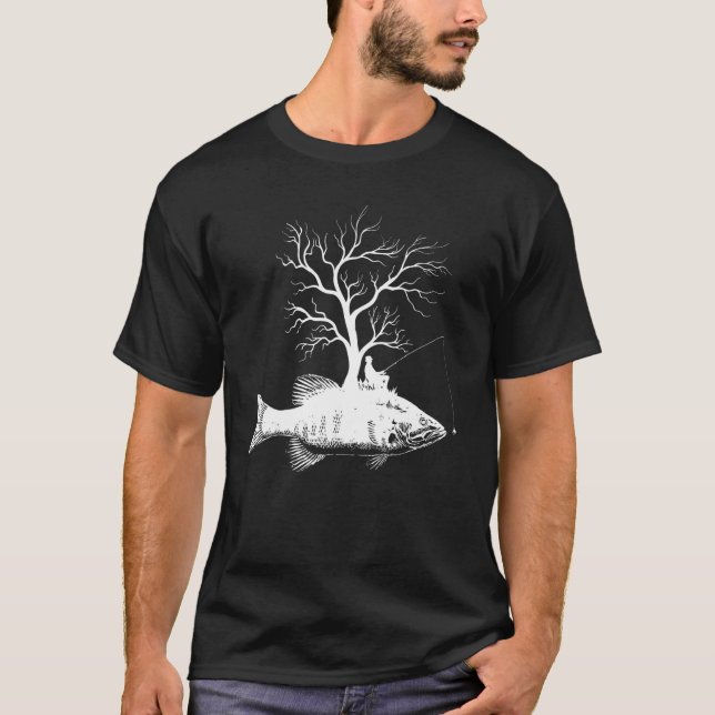 T-shirt Graphic Tree Fishing Rod  Fish Smallmouth Bass 1 (Devant)