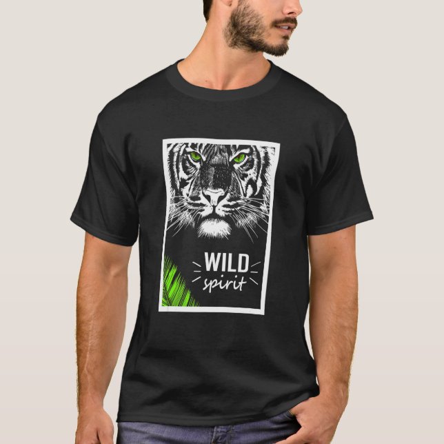 T-shirt Graphique 1 de tigre léopard blanc sauvage cool (Devant)