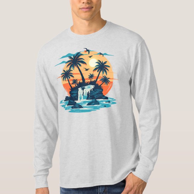 T-shirt graphique à cascade de coucher de soleil t (Devant)