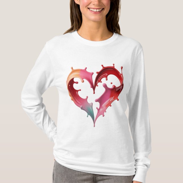 T-shirt graphique à cœur pastel pour femmes (Devant)