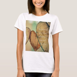T-Shirt Graphique à Coeurs en Bois et Poème d'Âme