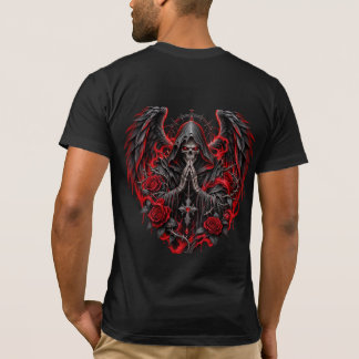 T-Shirt graphique à croix d'ailes de crâne gothiqu