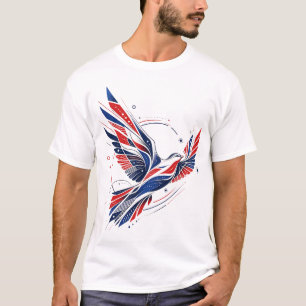 T-shirt graphique à l'oiseau patriotique rouge bla