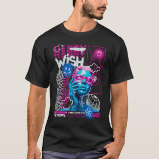 T-shirt Graphique à ondes vaporifiques rose néon