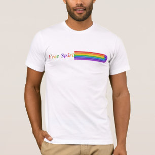 T-Shirt Graphique à Rayures Rétro Arc-en-Ciel Free