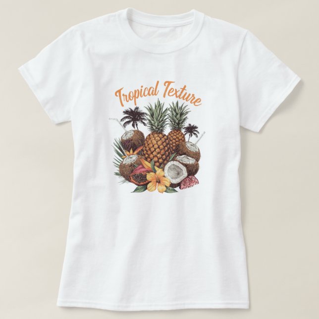 T-shirt graphique à texture de cheveux tropicale d (Design devant)