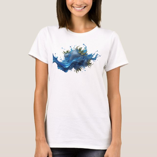 T-shirt graphique abstrait à motif fraises Navy Ed (Devant)