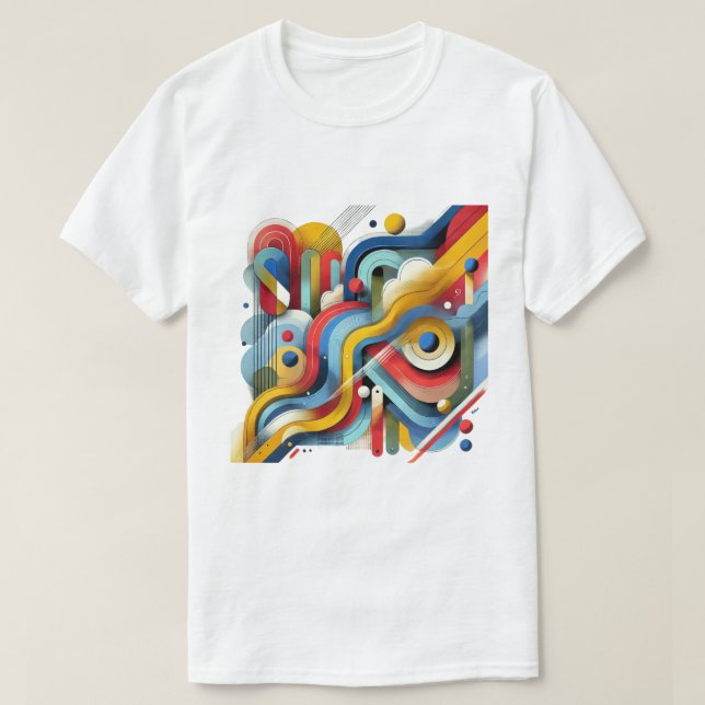 T-shirt Graphique Abstrait Coloré Blanc (Design devant)