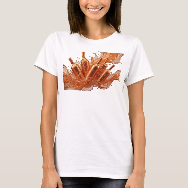 T-shirt graphique abstrait orange accrocheur (Devant)