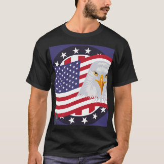 T-Shirt Graphique Aigle Drapeau Américain