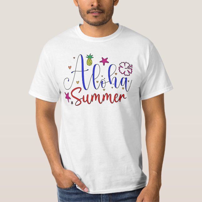 T-shirt graphique Aloha Summer Tropical Vibes (Devant)