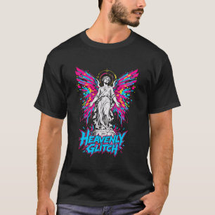 T-Shirt Graphique Ange Glitch Céleste pour Hommes