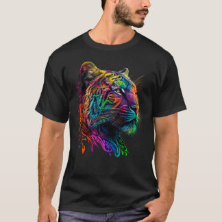 T-shirt Graphique animal de tigre arc-en-ciel