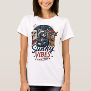 T-shirt Graphique Animaux Drôles et Ambiance Ensoleillée