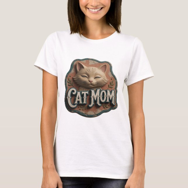 T-shirt graphique argenté emblématique CHAT MAMAN (Devant)