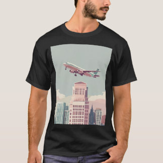 T-shirt graphique Atterrissage d'avion sur la skyl