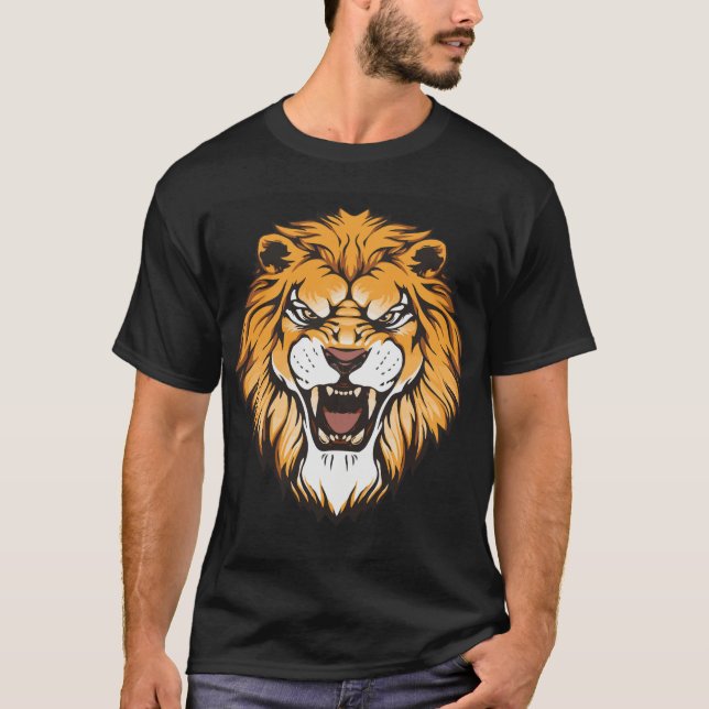 T-Shirt Graphique au Lion Rugissant Féroce (Devant)