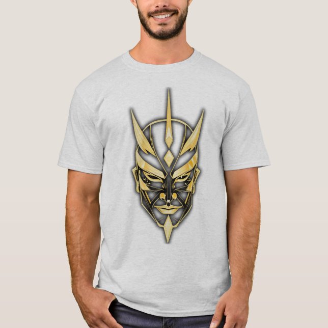 T-shirt graphique au masque de samouraï doré (Devant)