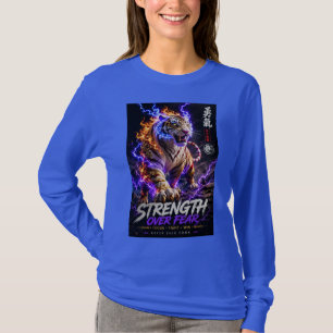 T-shirt graphique au tigre avec force sur la peur