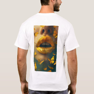 T-shirt graphique aux lèvres jaunes élégantes et d