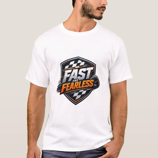 T-shirt graphique avec bouclier de course 'Rapide  (Devant)