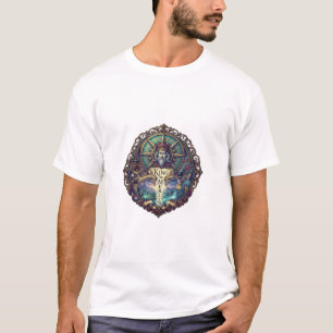 T-Shirt Graphique avec Cadre Céleste Mystique