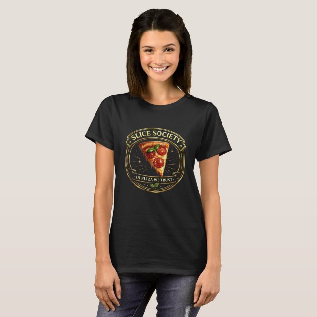 T-Shirt graphique avec emblème de pizza premium de (Devant entier)