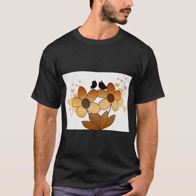 T-shirt graphique avec gazouillis d'oiseau (Devant)