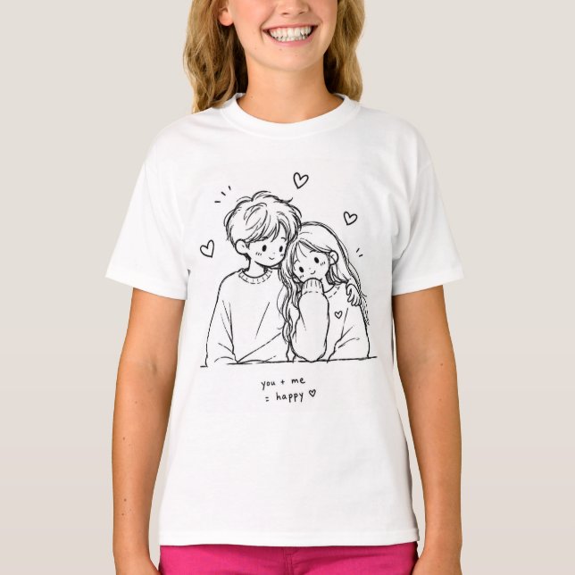 T-shirt graphique avec illustration mignonne de co (Devant)