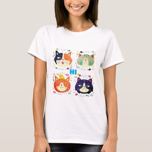 T-Shirt Graphique avec Mème de Chat Drôle (Devant)