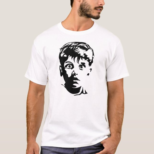T-Shirt Graphique avec Pochoir de Garçon Surpris (Devant)