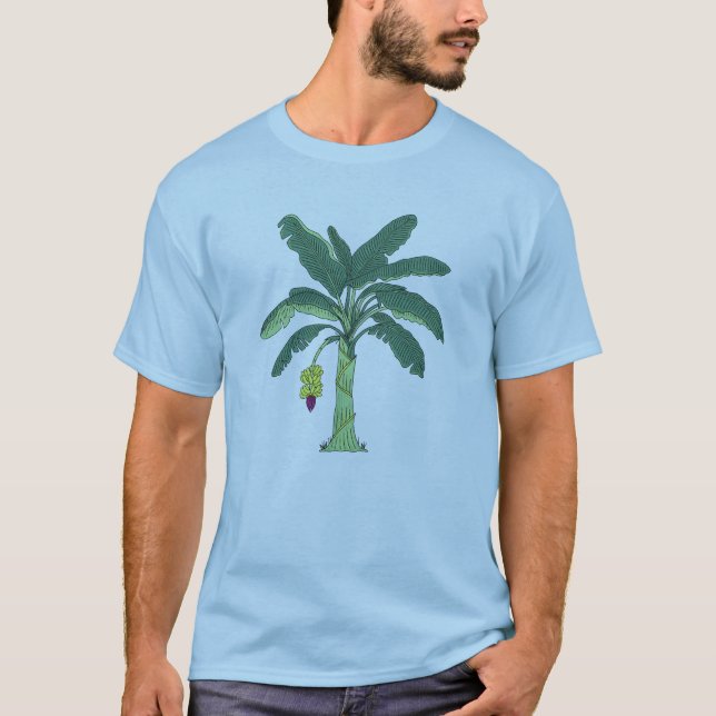 T-Shirt Graphique avec un Arbre à Bananes Tropical (Devant)