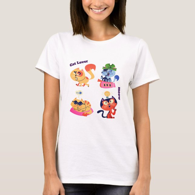 T-shirt graphique avec un chat mignon kawaii pour  (Devant)