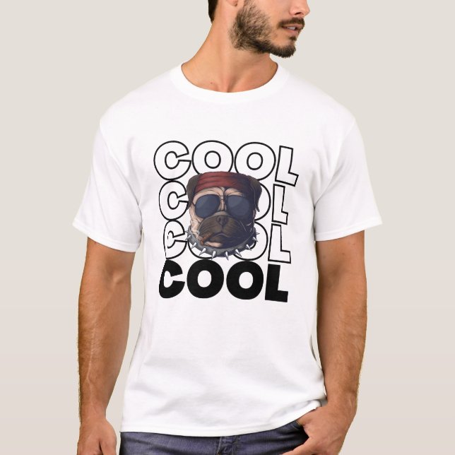 T-shirt graphique avec un chien pug cool (Devant)