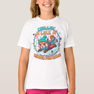 T-shirt graphique avec un joli panda roux dans la