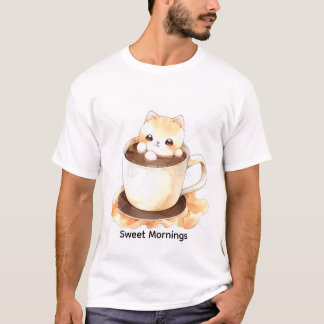T-shirt graphique avec un mignon chaton à l'aquare