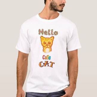 T-shirt graphique avec un visage de chat Kawaii mi