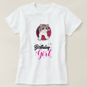 T-shirt graphique avec une jolie chatte pour fille